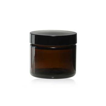 Jar 2 Ounce Pet Amber With Black Cap