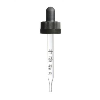 Calibrated Child Resistant Glass Dropper 89mm For 1oz Boston Round