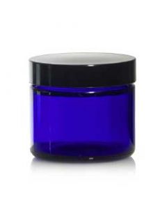 Jar 4 Ounce Pet Cobalt Blue With Black Cap