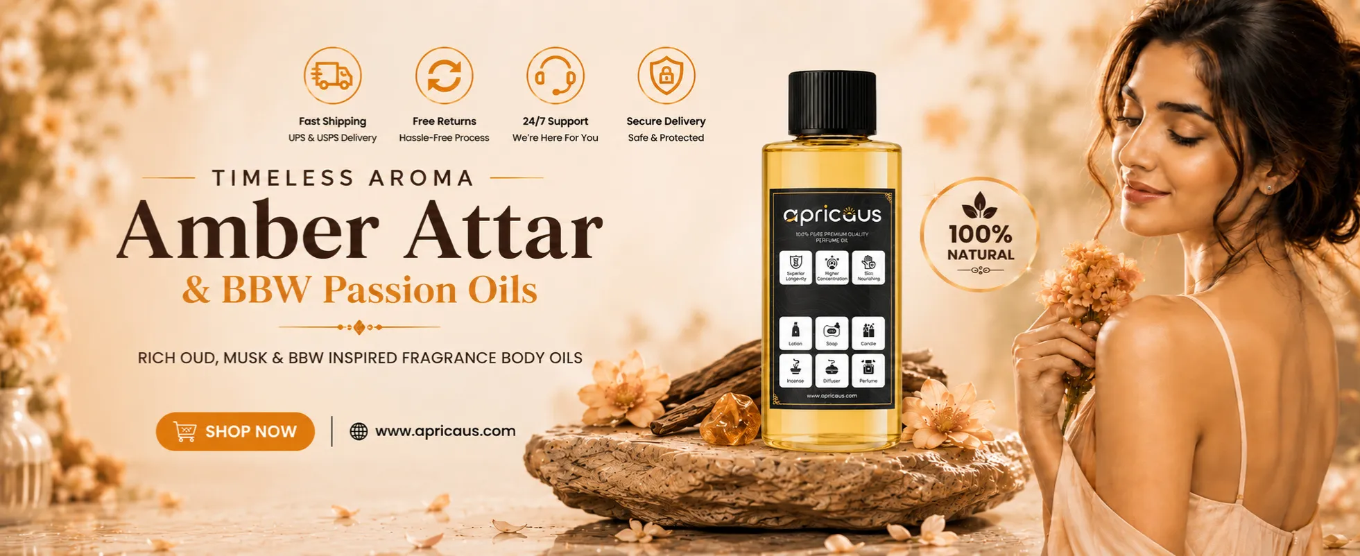 Apricaus amber attar and BBW passion inspired fragrance body oils with rich oud and musk notes